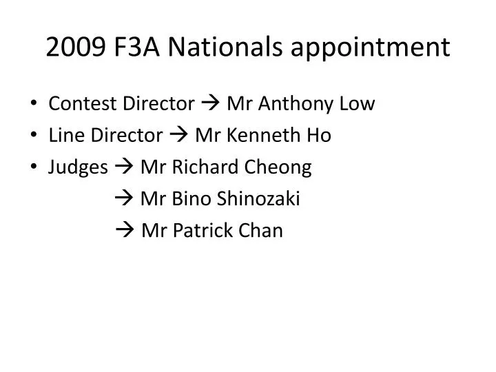 2009 f3a nationals appointment