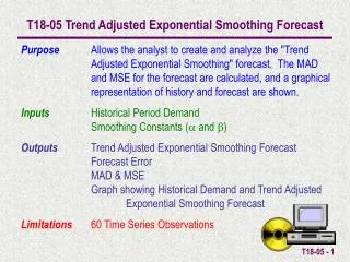 T18-05 Trend Adjusted Exponential Smoothing Forecast