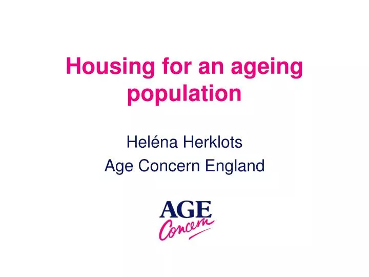 housing for an ageing population