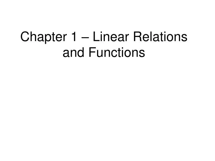 chapter 1 linear relations and functions