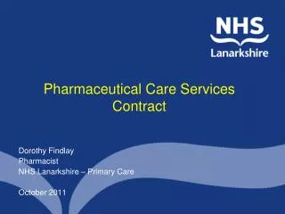 Pharmaceutical Care Services Contract