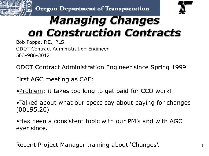 managing changes on construction contracts