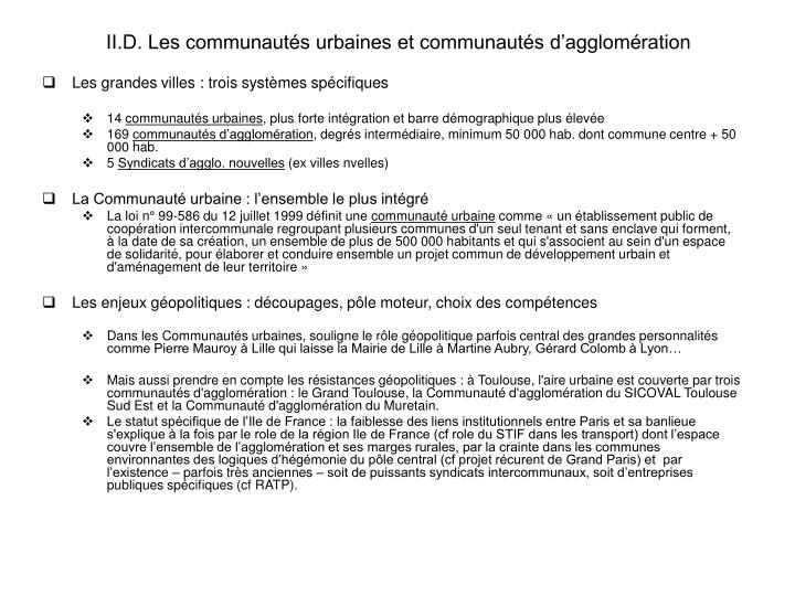 ii d les communaut s urbaines et communaut s d agglom ration