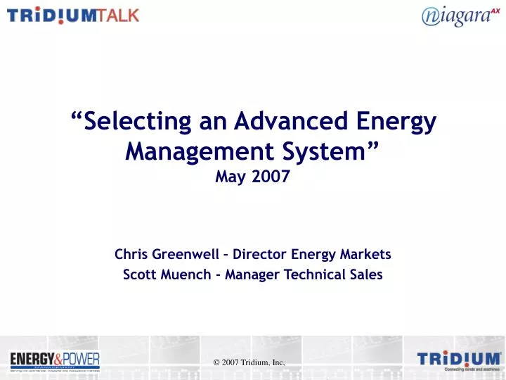 selecting an advanced energy management system may 2007