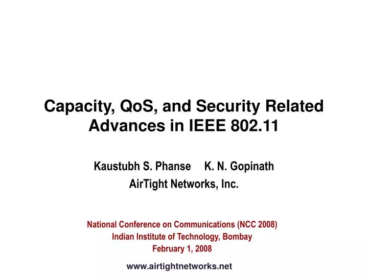 capacity qos and security related advances in ieee 802 11