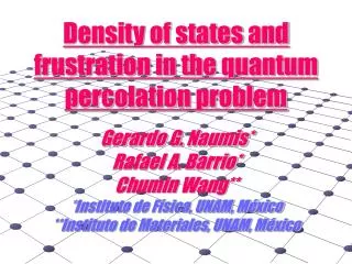 Density of states and frustration in the quantum percolation problem