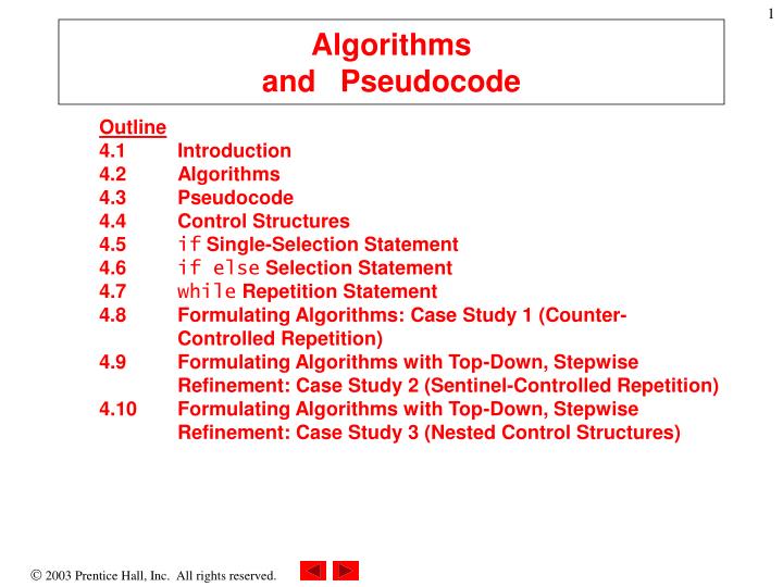 algorithms and pseudocode