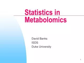 Statistics in Metabolomics