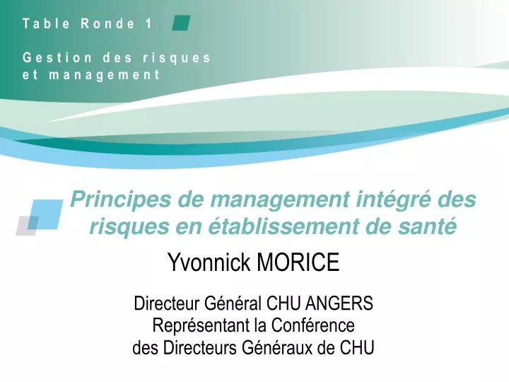 principes de management int gr des risques en tablissement de sant