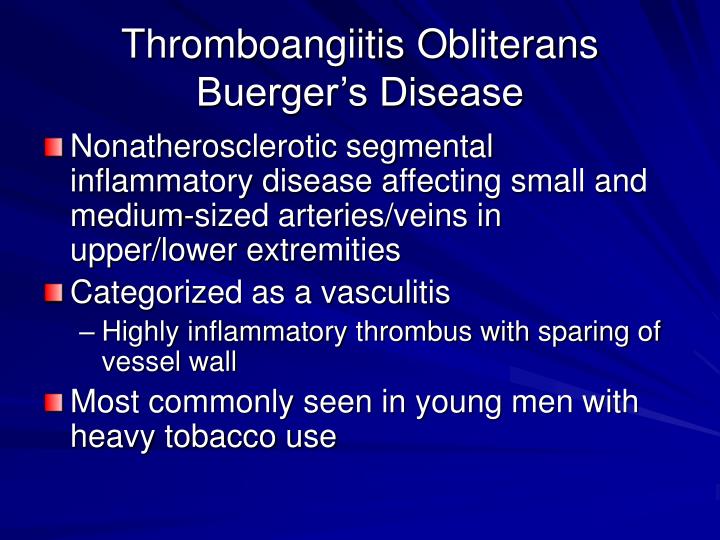 thromboangiitis obliterans buerger s disease