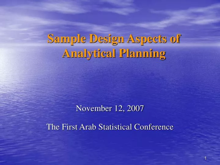 sample design aspects of analytical planning