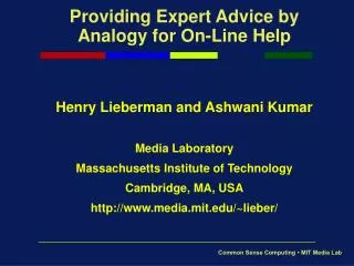 Providing Expert Advice by Analogy for On-Line Help