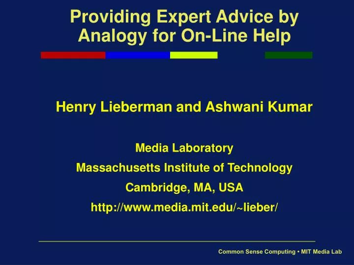 providing expert advice by analogy for on line help