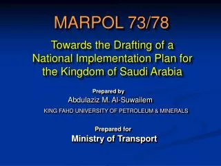 Towards the Drafting of a National Implementation Plan for the Kingdom of Saudi Arabia