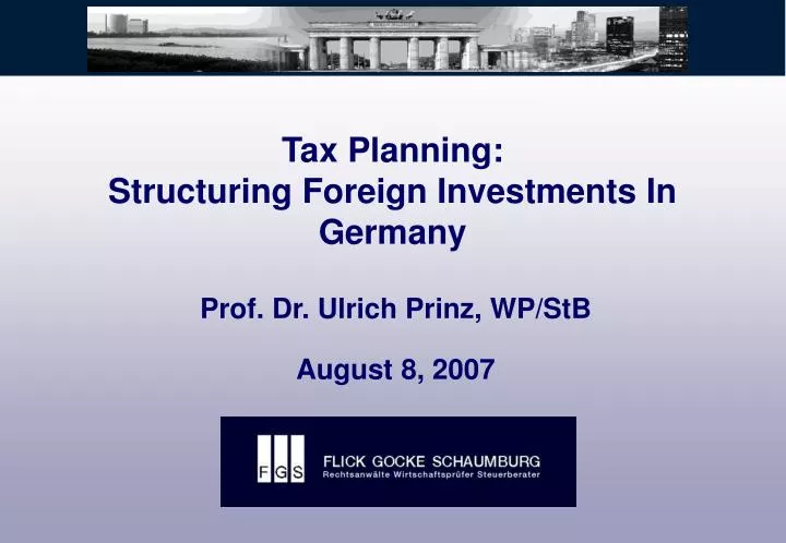 tax planning structuring foreign investments in germany
