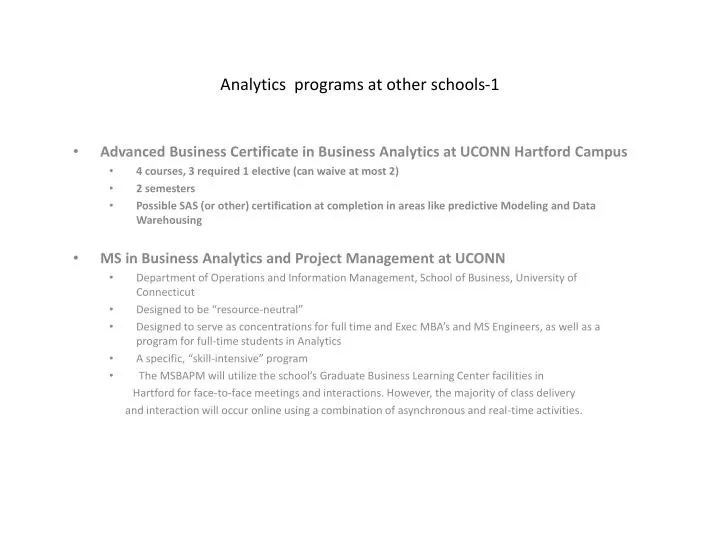 analytics programs at other schools 1