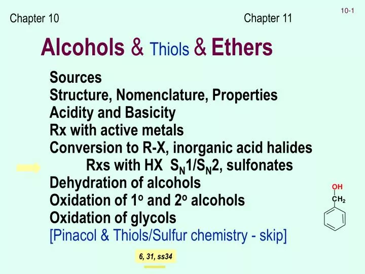 alcohols thiols ethers