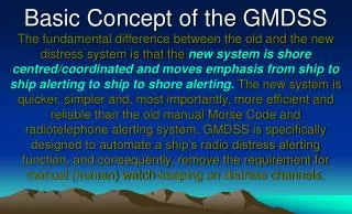 Basic Concept of the GMDSS