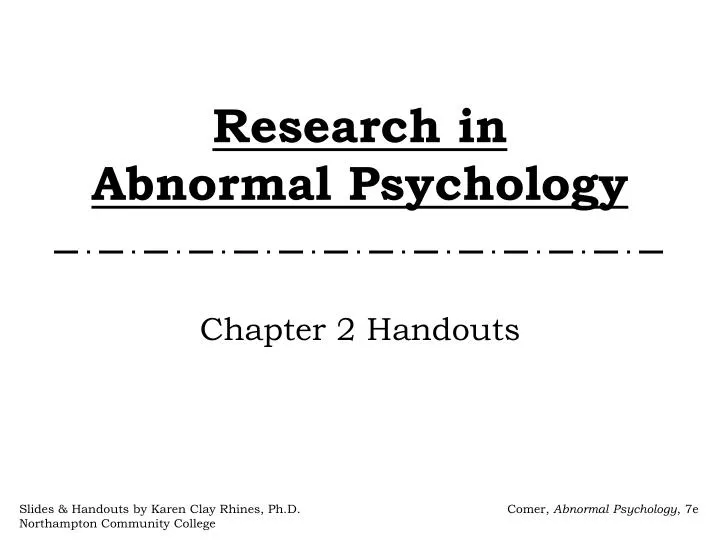 research in abnormal psychology
