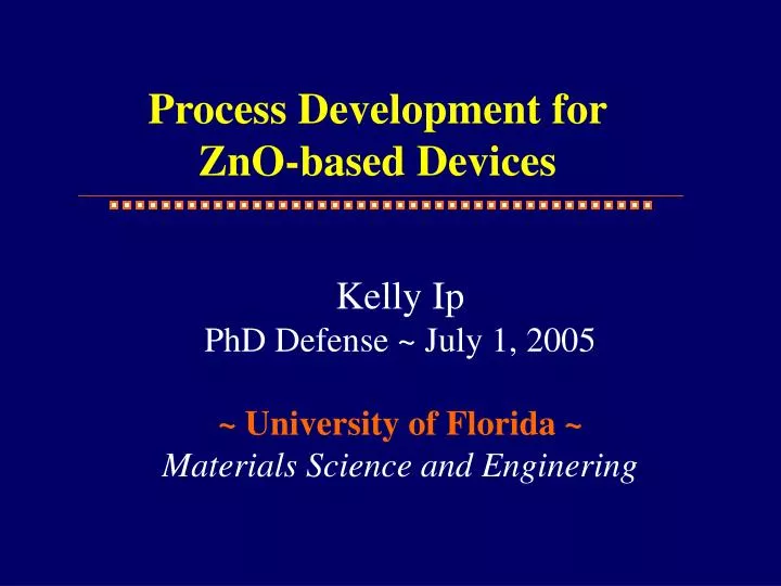 process development for zno based devices