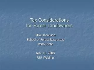 Tax Considerations for Forest Landowners