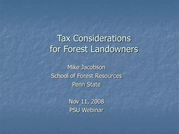 tax considerations for forest landowners