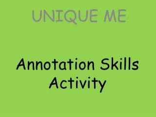 Annotation Skills Activity