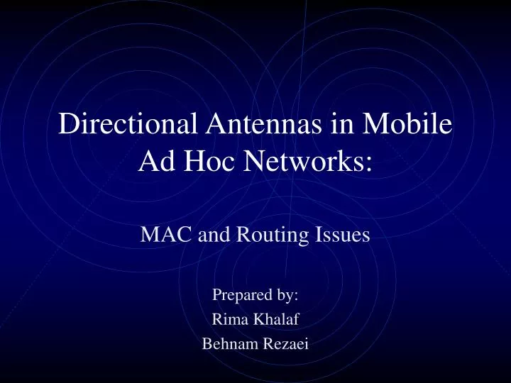 directional antennas in mobile ad hoc networks
