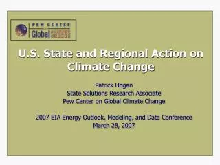 U.S. State and Regional Action on Climate Change