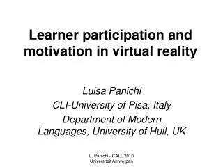 Learner participation and motivation in virtual reality