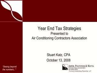 Year End Tax Strategies Presented to Air Conditioning Contractors Association