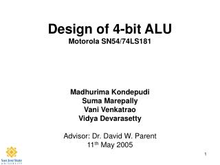 Design of 4-bit ALU Motorola SN54/74LS181