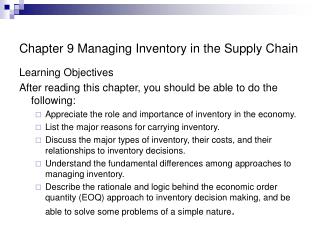 chapter 9 managing inventory in the supply chain