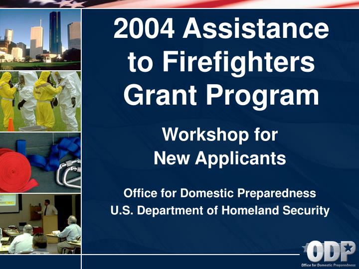 workshop for new applicants office for domestic preparedness u s department of homeland security