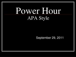 Power Hour APA Style