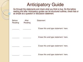 Anticipatory Guide