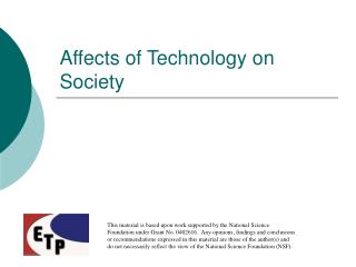 Affects of Technology on Society