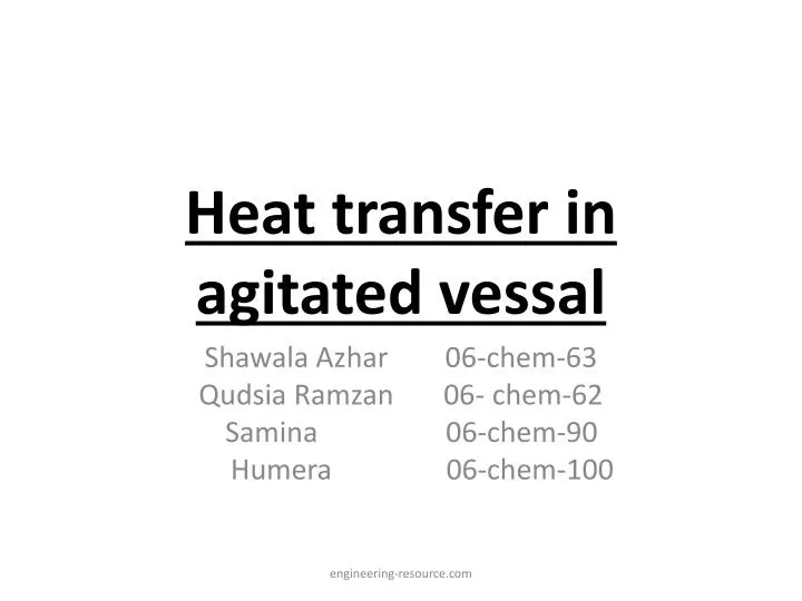 heat transfer in agitated vessal
