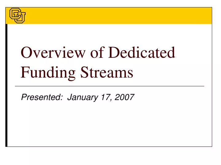 overview of dedicated funding streams