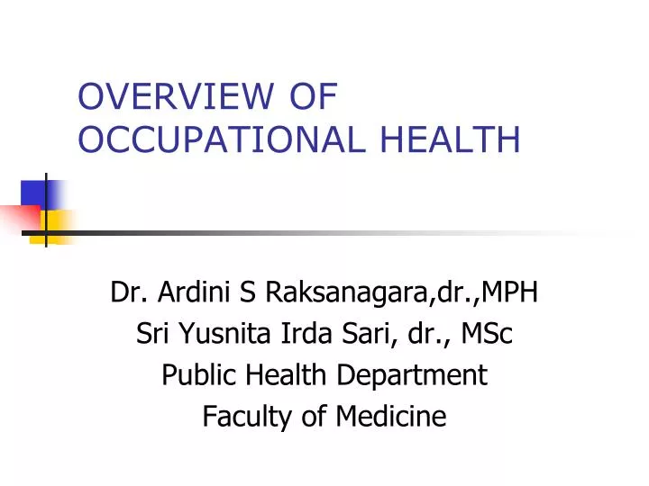 overview of occupational health