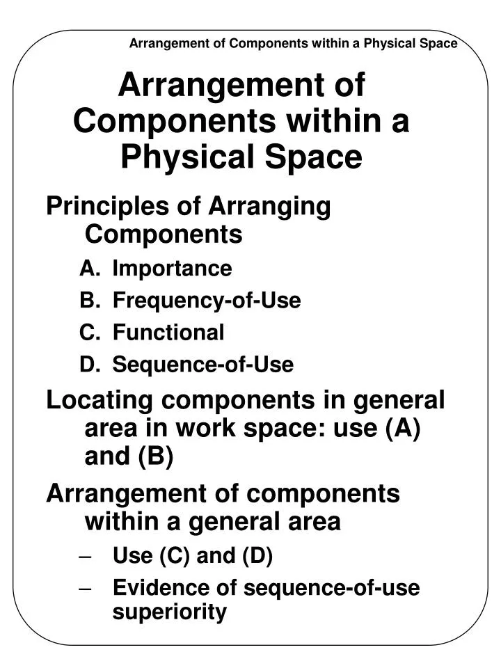 arrangement of components within a physical space