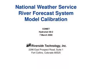 National Weather Service River Forecast System Model Calibration