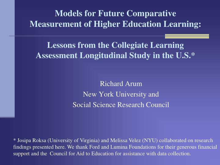richard arum new york university and social science research council