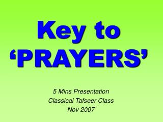Key to ‘PRAYERS’