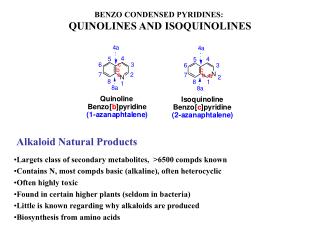 BENZO CONDENSED PYRIDINES: QUINOLINES AND ISOQUINOLINES