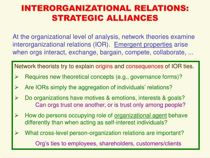 interorganizational relations strategic alliances