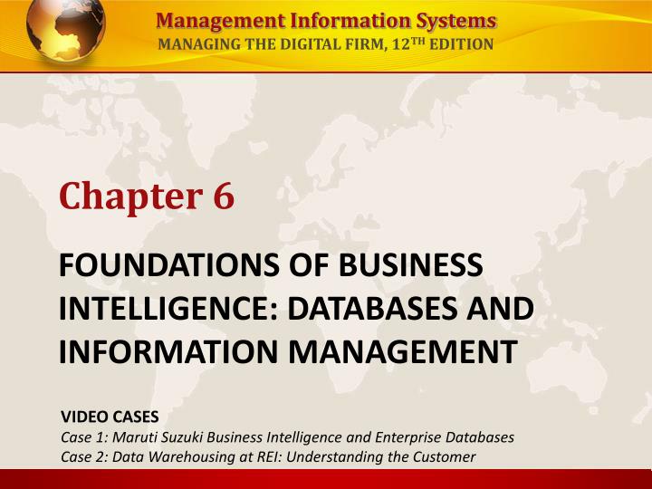 foundations of business intelligence databases and information management