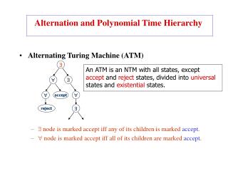 Alternating Turing Machine (ATM) ? node is marked accept iff any of its children is marked accept .