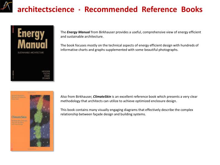 architectscience recommended reference books