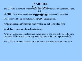 USART and Asynchronous Communication